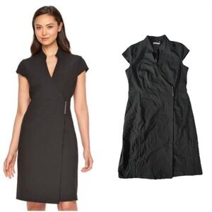NWOT Calvin Klein Knee Length Wrap Dress Womens 12 Gray Career Corpcore Classic
